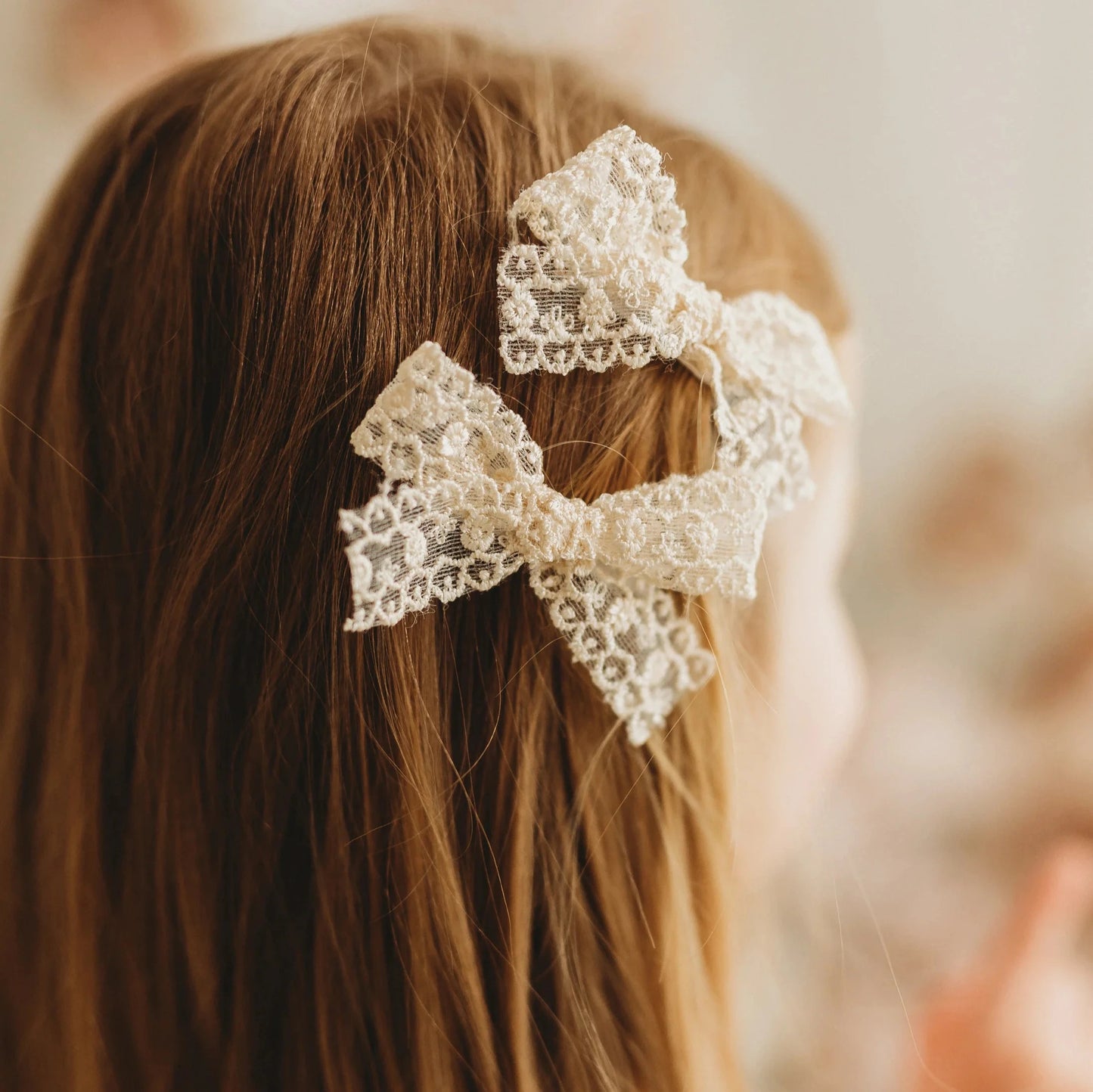 Madeleine Lace Bow Hair Clips (Pigtail)