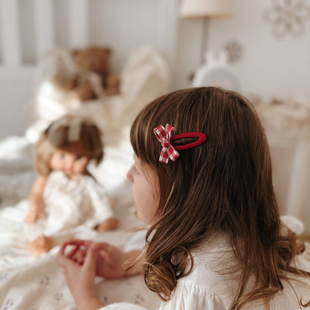 Red Gingham Hair Clip (Single)