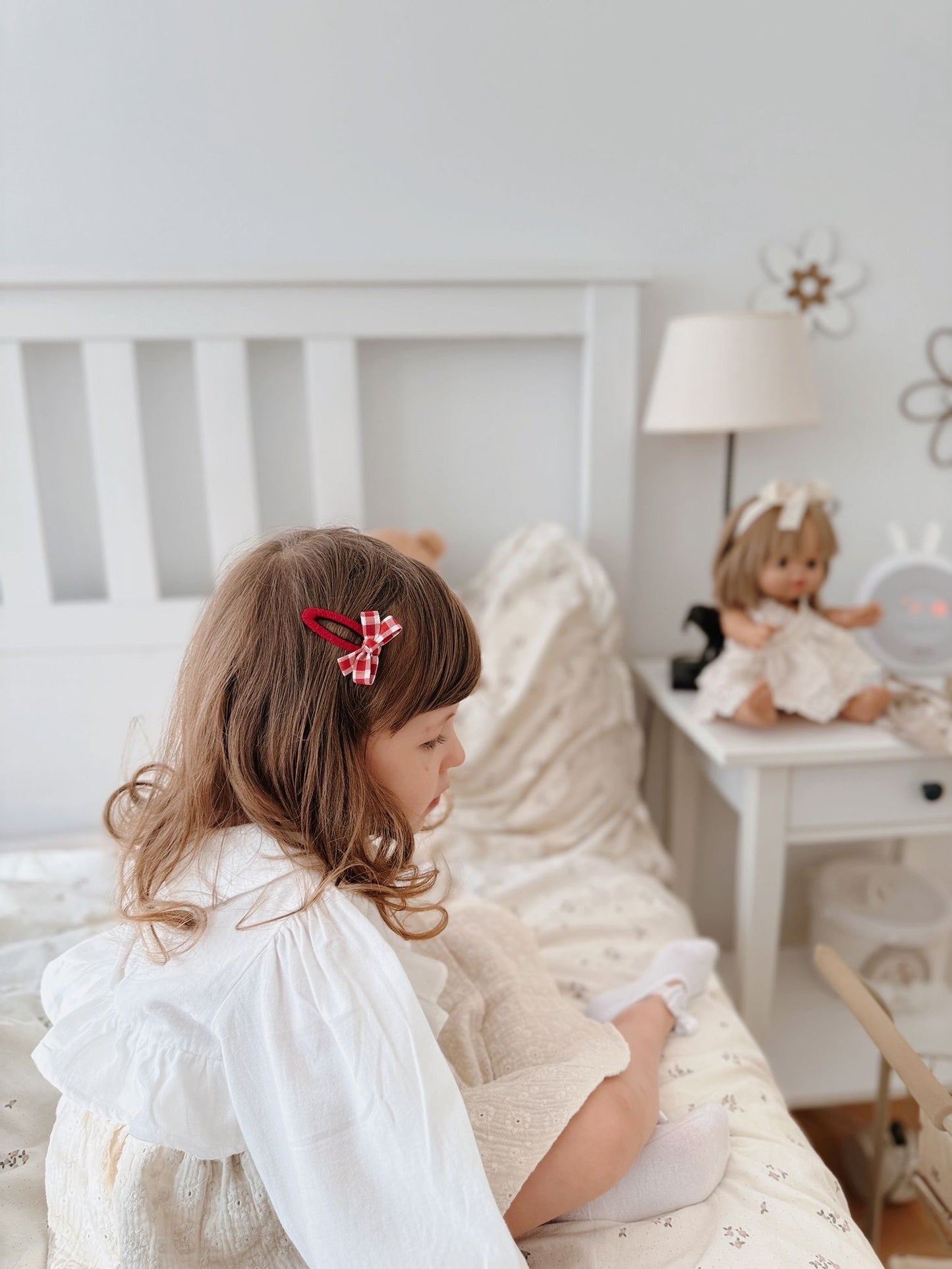 Red Gingham Hair Clip (Pigtail)