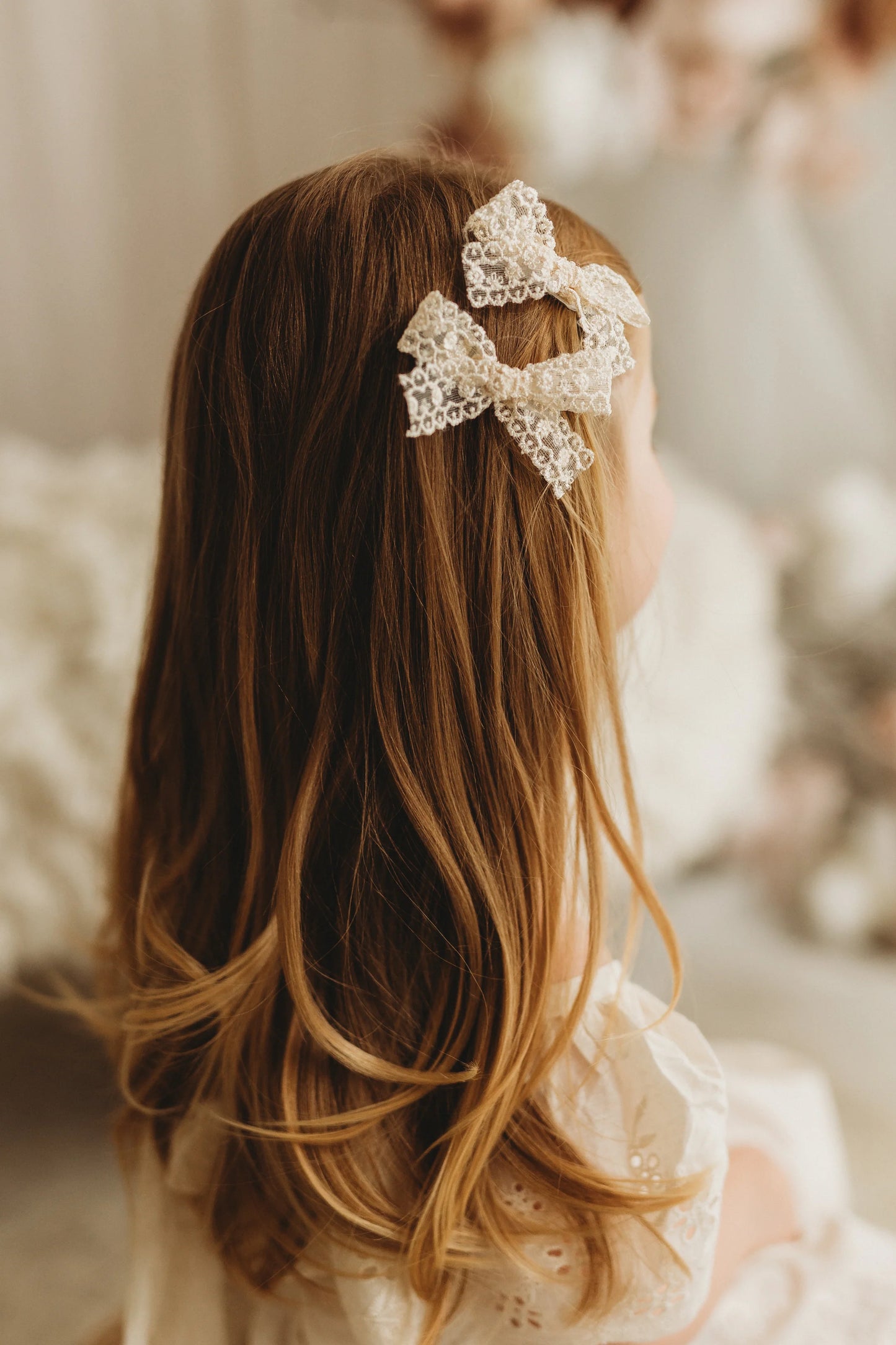 Madeleine Lace Bow Hair Clips (Pigtail)