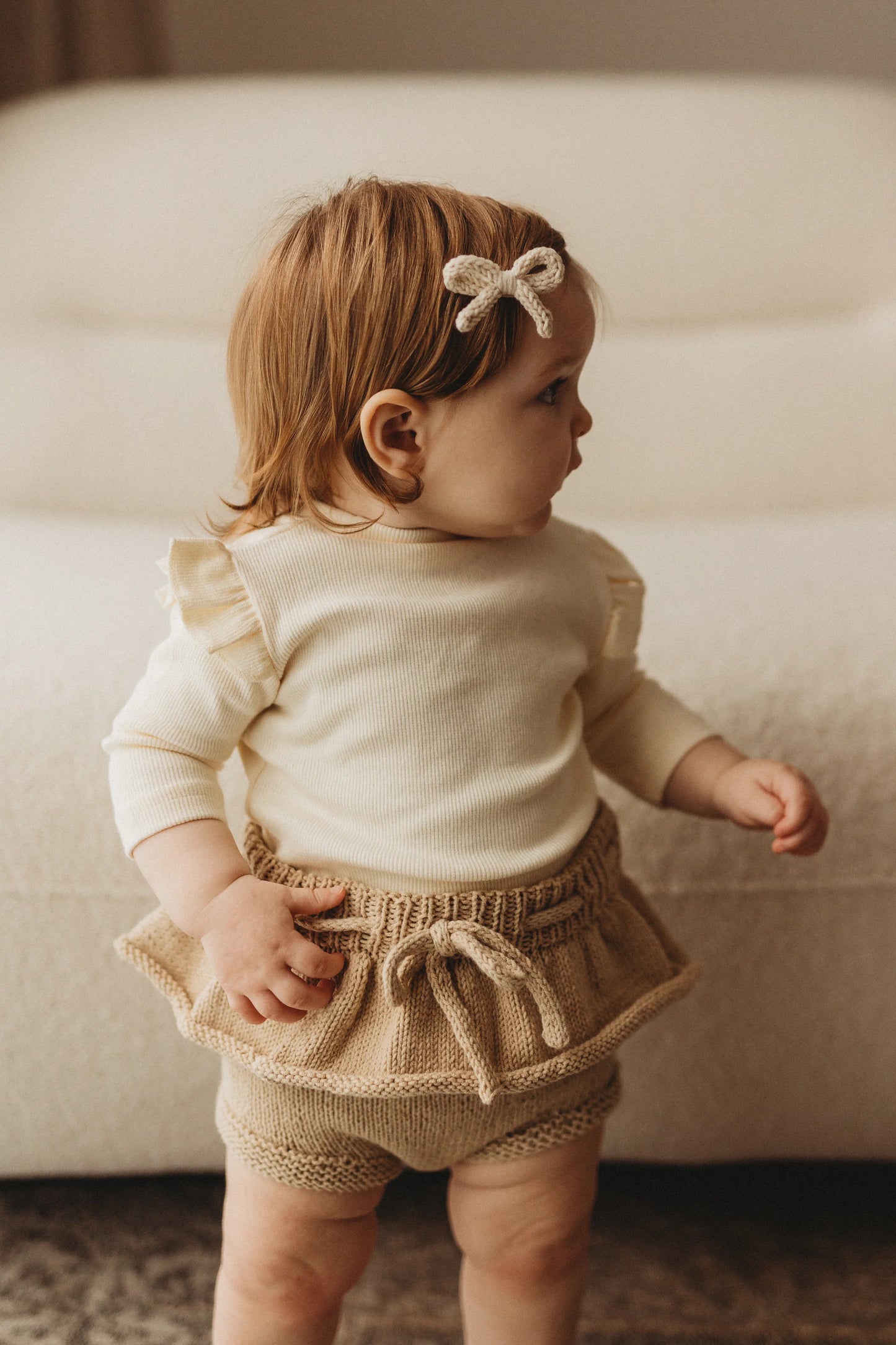 Dainty Knit Bow Hair Clip | Oatmeal