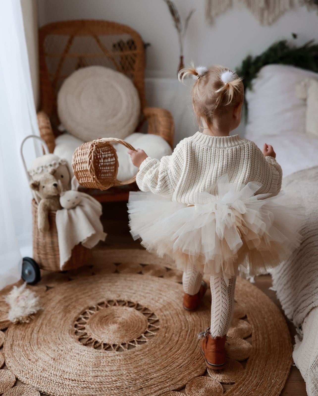 White Fluffy Pom Hair Clips (Set of 2)