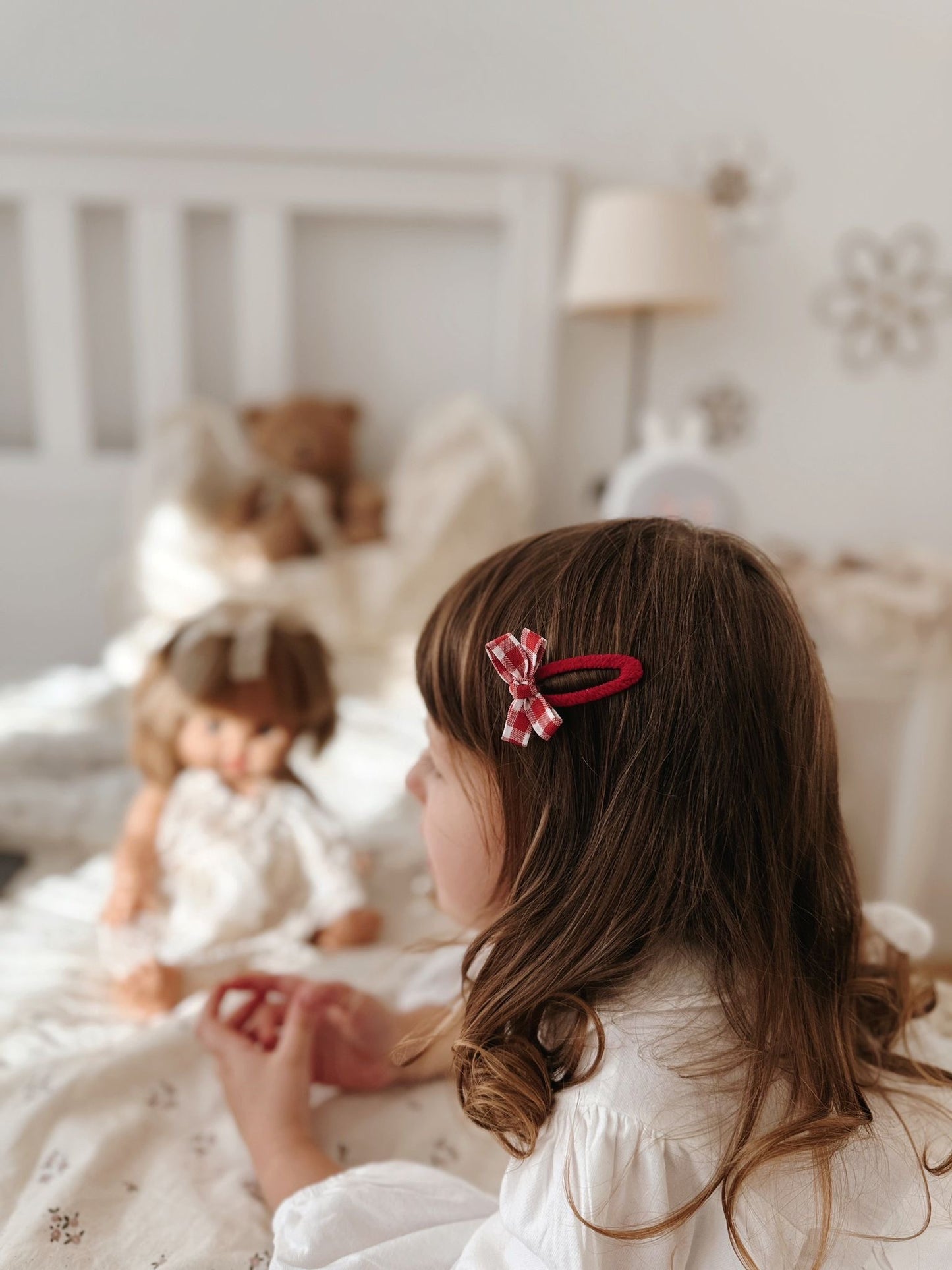 Red Gingham Hair Clip (Pigtail)