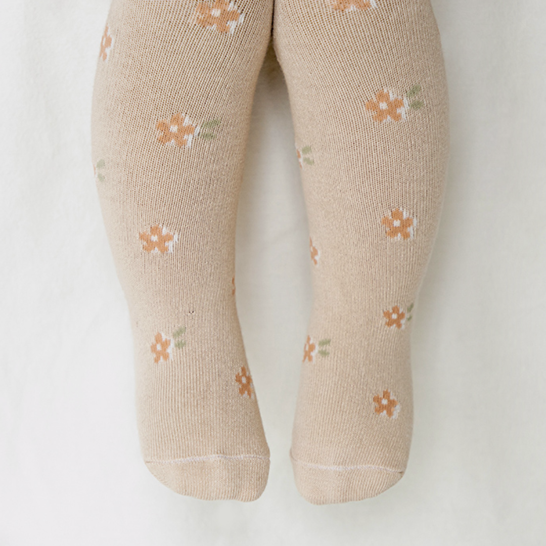 Wholesale 6-Piece Baby Tights with Flower Patterned Defne 1064