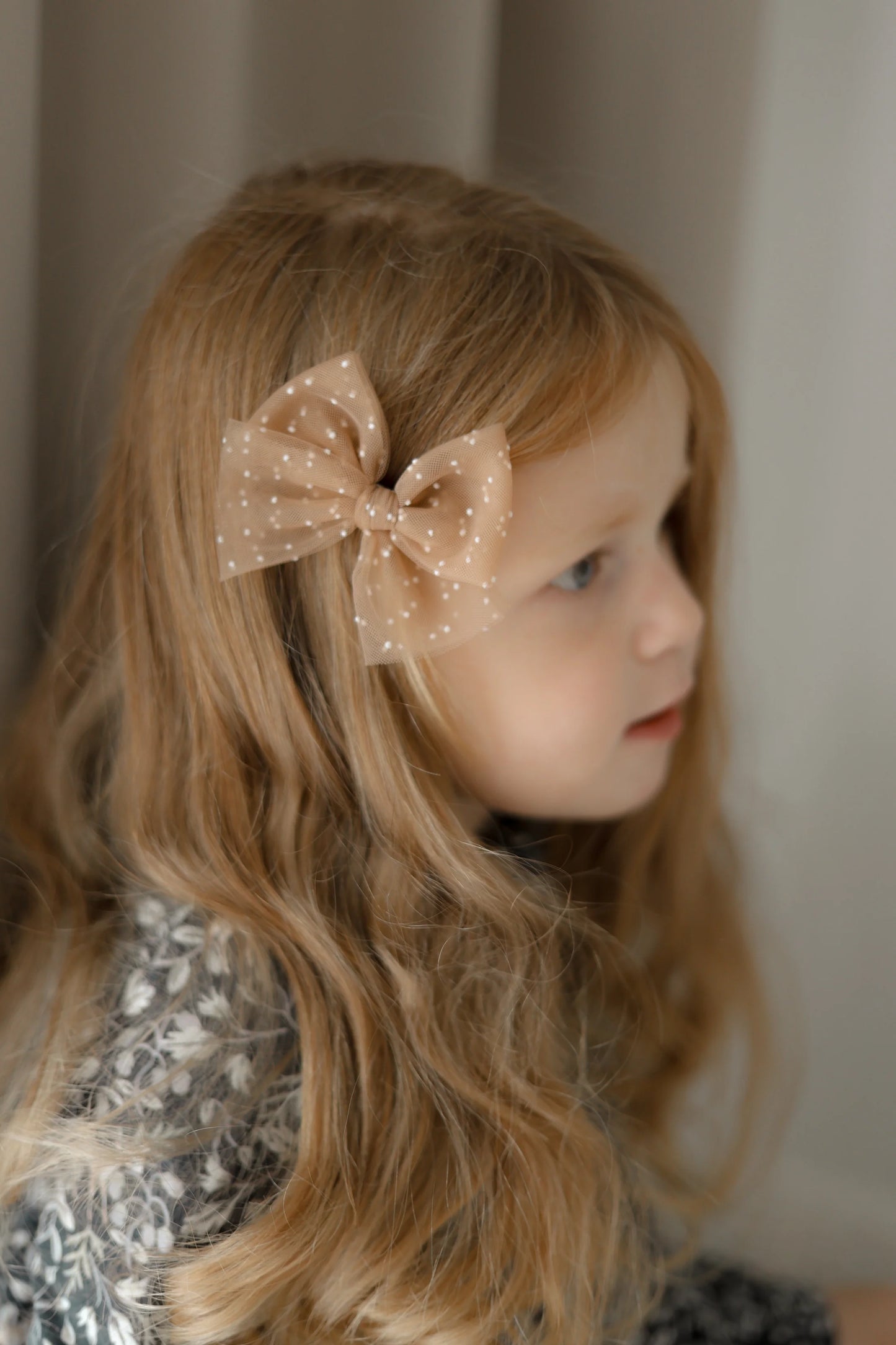 Hair Clip I Tulle Bow - Cocoa Dots