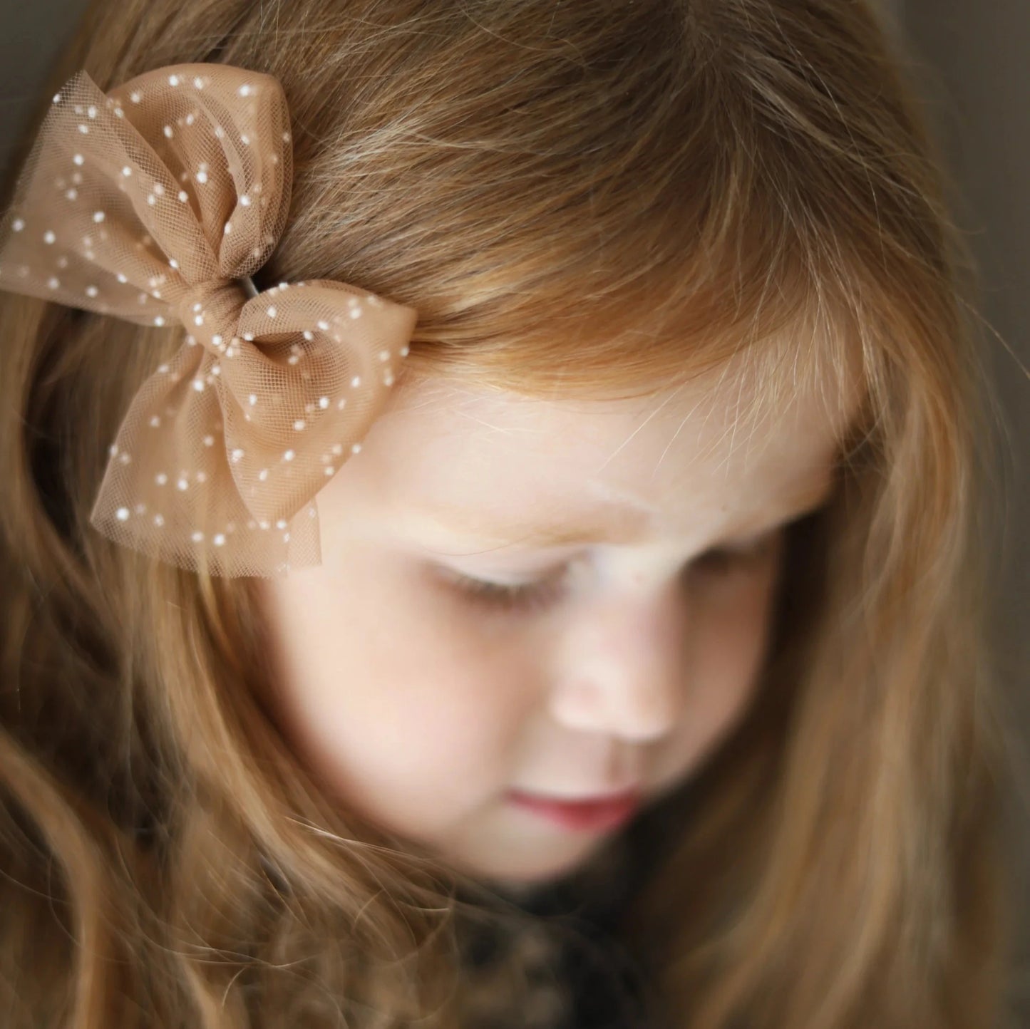 Hair Clip I Tulle Bow - Cocoa Dots