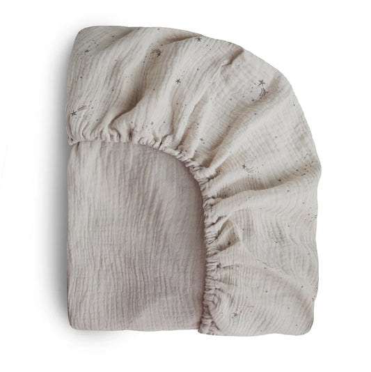 Extra Soft Muslin Fitted Crib Sheet | Falling Stars